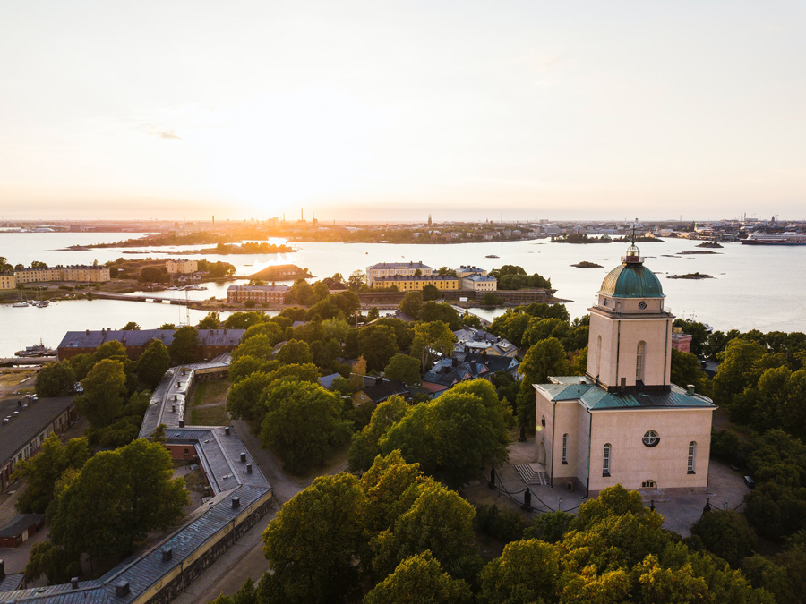 Sunset over Suomenlinna Sea Fortress in Helsinki