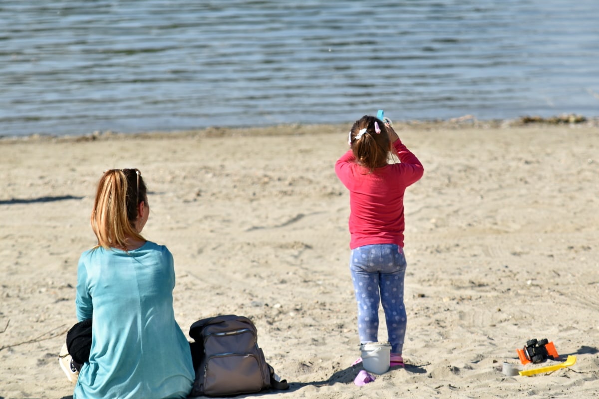 playing on a beach