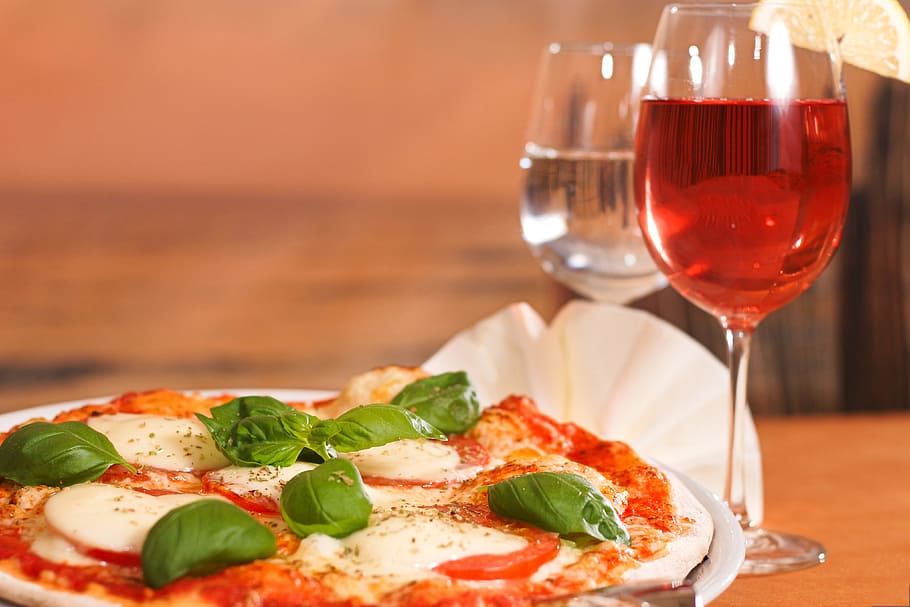 pizza and wine