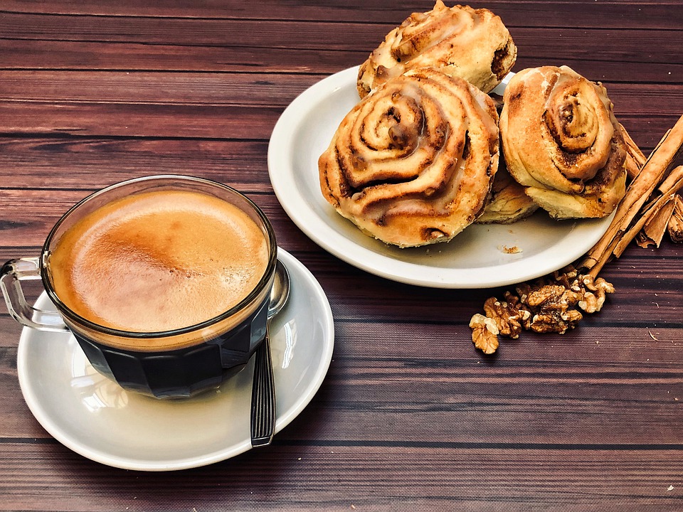 cinnamon rolls and coffee